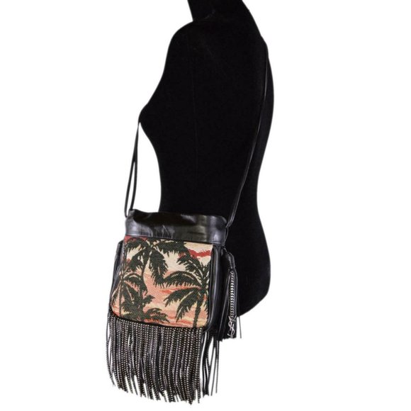 New Saint Laurent YSL 412691 Small Helena Studded Fringed Bucket Crossbody Bag - Picture 2 of 9